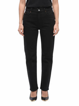 RE DONE - Black Straight Mid Rise Jeans