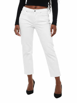 7 For All Mankind - White Straight Mid Rise Jeans