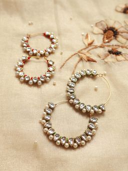 PAYA - ZIYA SITAARE - Kundan Hoops - Green and Red - Set of 2 (Pack of 2)