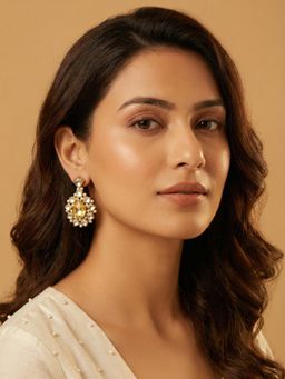 PAYA - MORPANKH SAAZ - Kundan and Crystal Earrings - Yellow