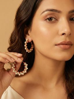 PAYA - ZIYA SITARE - Square Kundan Red Beaded Hoops