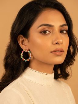 PAYA - RAINBOW STARS - Pearl and Resin Multicolored Hoop