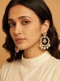 PAYA - SUNHERI CHAANDNI - Kundan Flower Chandbali Drops & Danglers Earrings