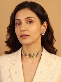 PAYA - SERENE SQUARES - Square Kundan and Pearl Choker Necklace Set