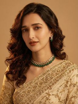 PAYA - ETERNAL WILLOW - Kundan Linear Choker Set - Green