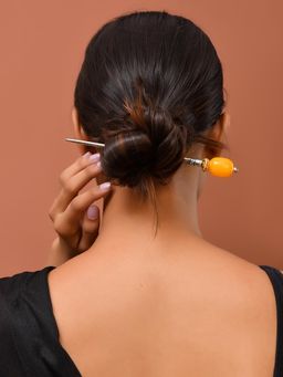 Silvermerc Designs - Orange Traditional Juda Pin Hair Stick For Women