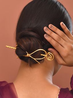 Silvermerc Designs - Gold Loop Leaf Hair Bun For Women