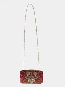 Ritu Kumar - Women Maroon Kyume Clutch with Detachable Chain