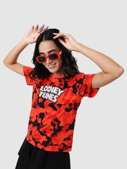 Bewakoof - Womens Red and Multi-Color Printed Normal T-Shirt