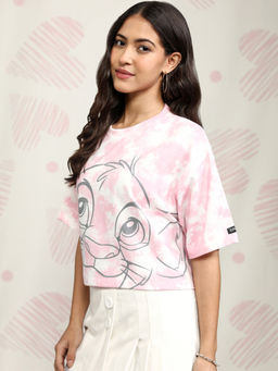 TOKYO TALKIES - Women Pink Disney The Lion King Tie-Dye Boxy Crop T-Shirt