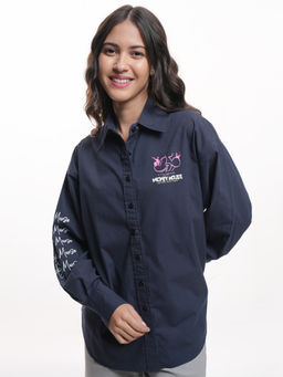 TOKYO TALKIES - Women Navy Blue Disney Mickey Mouse Oversized Shirt