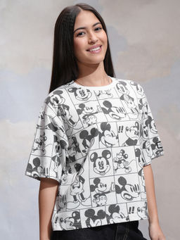 TOKYO TALKIES - Women White Mickey Mouse Boxy T-Shirt