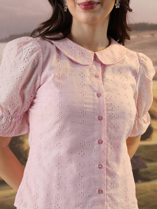 twinkle star frill button-up Tee ピンク S tie.me twinkle star 
