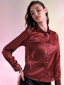 TOKYO TALKIES - Women Red Polka Dots Casual Shirt