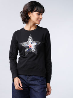 TOKYO TALKIES - Women Black Embellished Sweatshirt
