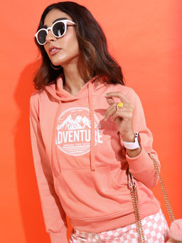 TOKYO TALKIES - Women Coral Printed Hoodie