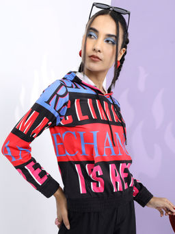 TOKYO TALKIES - Women Multi-Color Typography Hoodie