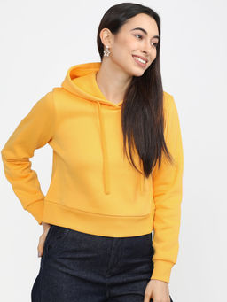 TOKYO TALKIES - Women Yellow Solid Hoodie