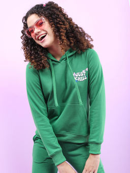 TOKYO TALKIES - Women Green Solid Hoodie