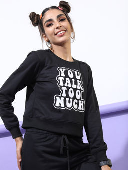 TOKYO TALKIES - Women Black Printed Sweatshirt