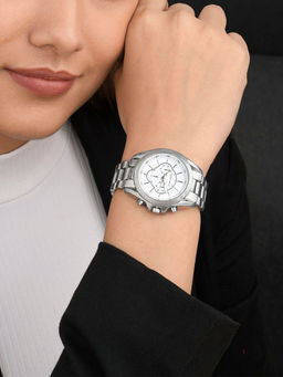 Joker and Witch - Joker & Witch Stellar Solstice Silver Watch with White Dial and Chain Link Strap-Amww871 (M)