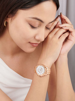 Joker and Witch - Joker & Witch Stellar Solstice Rosegold Watch with White Dial and Chain Link Strap-Amww874 (M)