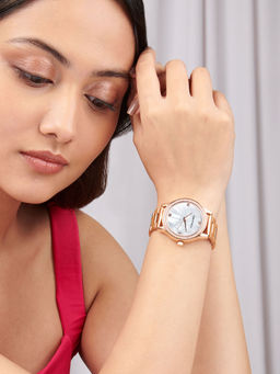 Joker and Witch - Joker & Witch Jia Luxe Rose Gold Watch with a Dark Grey Dial and A Sleek Metallic Strap-AMWW909 (M)