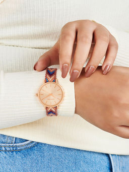 Joker and Witch - Joker & Witch Tierra Rose Gold Watch Featuring A Macrame Strap With Shades Of Stones - AMWW840 (M)