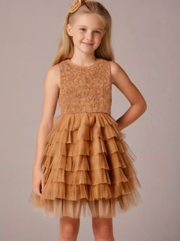 CHERRY CRUMBLE BY NITT HYMAN - Party Dress in Rust Shade for Kids