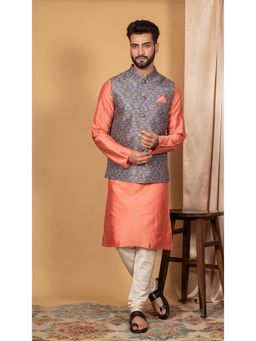 KISAH - Men Blue Kurta Jacket Set (Set of 3)