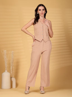 Gipsy - Beige Striped Cotton Co-Ord (Set of 2)