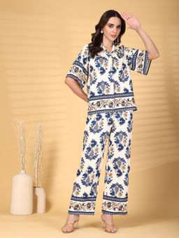 Gipsy - Cobalt Blue Printed Rayon Co-Ord (Set of 2)
