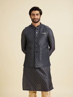 Manyavar - Royal Dark Blue Nehru Jacket for Men