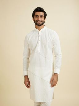 Manyavar - Exquisite White Linen Kurta for Men