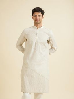 Manyavar - Beige Linen Kurta for Men