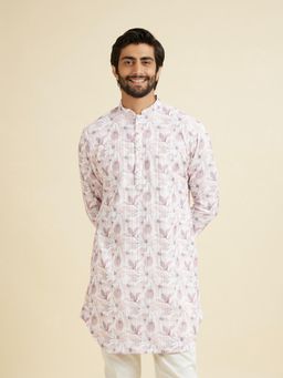 Manyavar - White Elegance Mid Length Kurta for Men