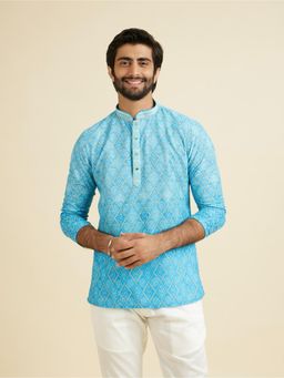 Manyavar - Light Blue Bliss Short Kurta for Men
