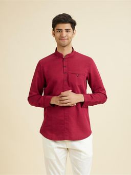 Manyavar - Maroon Splendour Short Kurta for Men