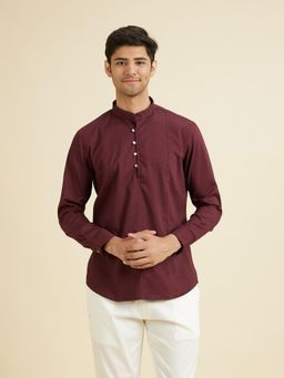 Manyavar - Maroon Elegance Short Kurta for Men