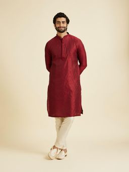 Manyavar - Maroon Allure Kurta with Pyjama for Men