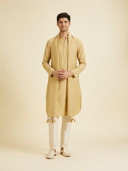 Manyavar - Fawn Elegance Kurta with Pyjama with Dupatta for Men