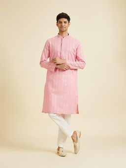 Manyavar - Pink Elegance Cotton Kurta with Pyjama for Men