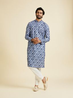 Manyavar - Greyish Blue Festive Kurta with Pyjama for Men