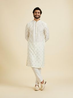 Manyavar - Warm Off White Elegance Kurta with Pyjama for Men