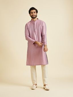 Manyavar - Glistening Pink Kurta with Pyjama Ensemble for Men