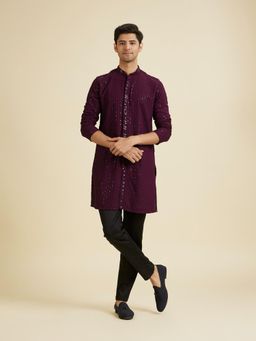 Manyavar - Festive Purple Viscose Kurta with Pyjama for Men