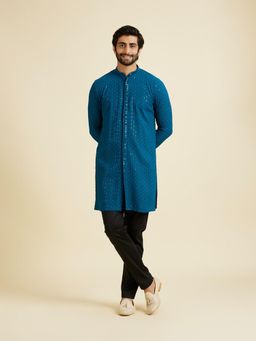 Manyavar - Elegant Teal Blue Kurta with Pyjama for Men