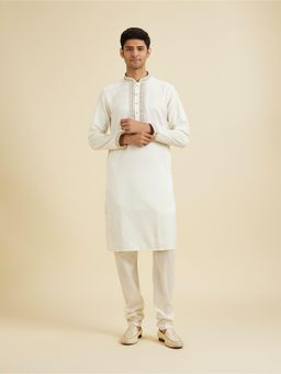 Manyavar - Elegant Cream Kurta with Churidar for Men