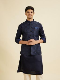 Manyavar - Regal Dark Blue Nehru Jacket for Men