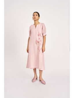 Kaveri - Pink Shadow Rose Lilly Burst Palm Dress